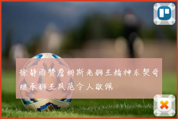 徐静雨赞詹姆斯老狮王精神东契奇继承狮王风范令人敬佩
